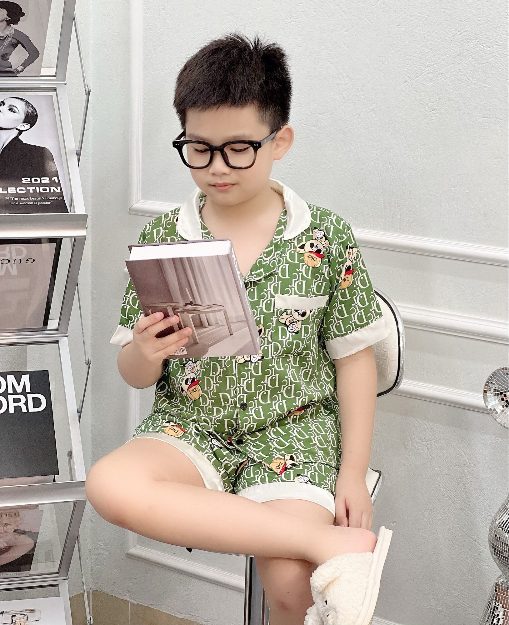 Bộ ngủ pijama đôi cho mẹ và bé trai, bé gái chất lụa mango