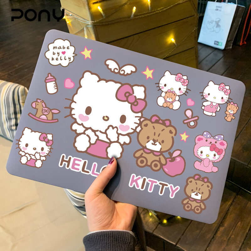 Hoạt Hình Máy Tính Đáng Yêu Mèo Hello Kitty Sổ Tay Giấy Dán iPad Valy Hành Lý Ốp Điện Thoại Dán Tranh Chống Nước thumbnail