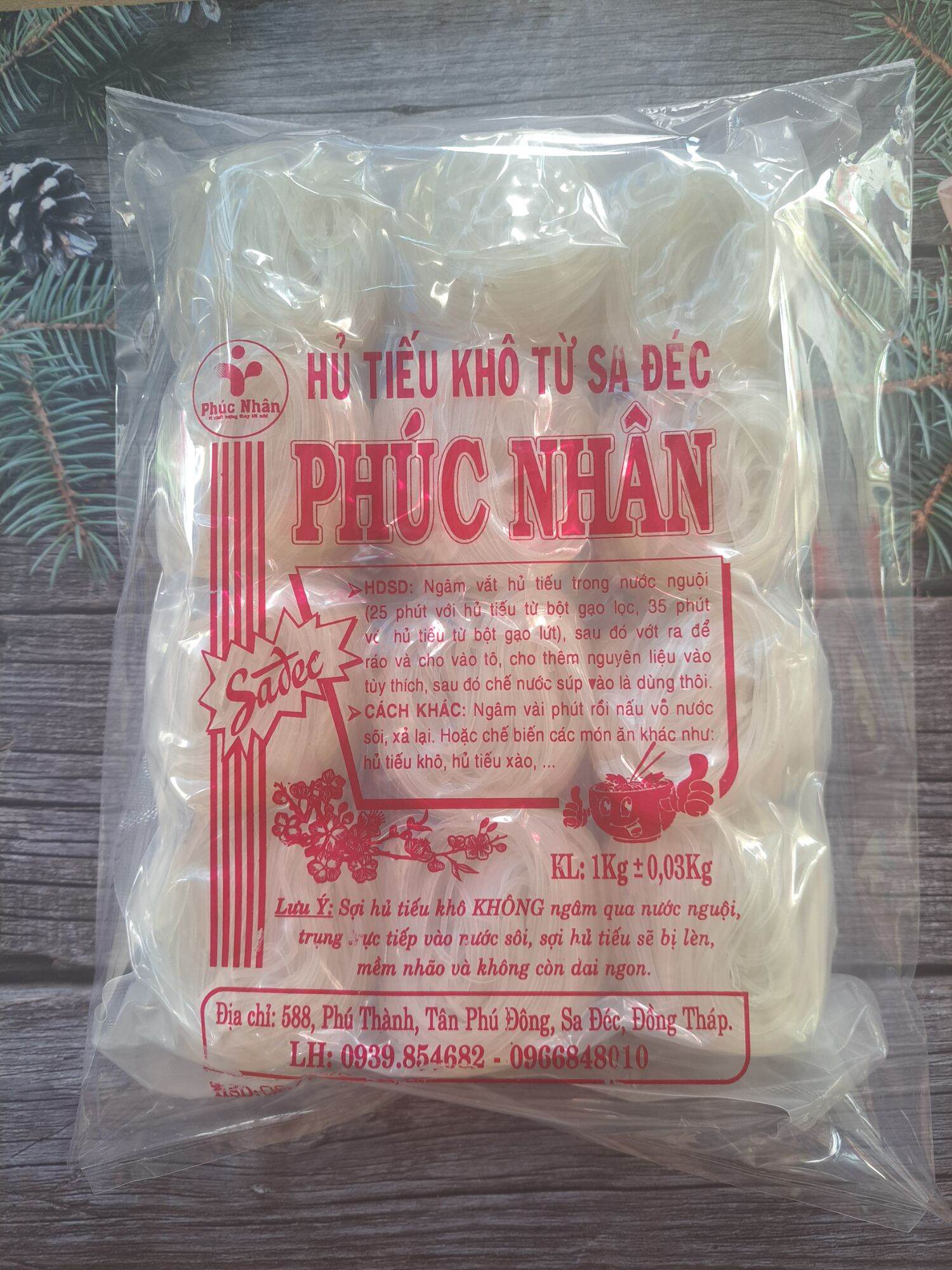 HỦ TIẾU SA ĐÉC CUỘN KHÔ 1KG. HÚT CHÂN KHÔNG 3 LỚP. quà tặng, gửi nước ngoài;...thanh lịch.