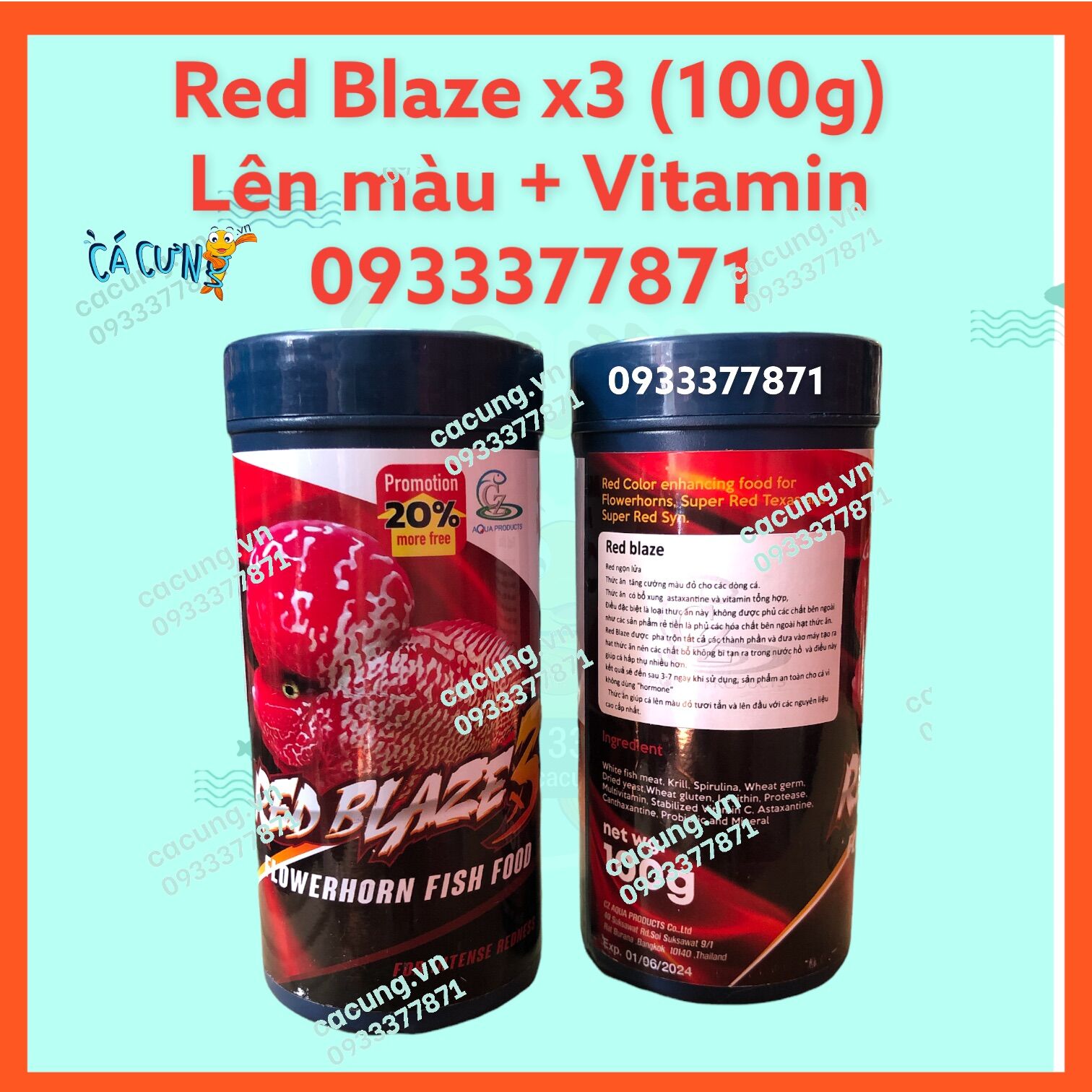 CZ20 - Red Blaze X3 - Thức Ăn TĂNG CƯỜNG MÀU ĐỎ + VITAMIN CHO CÁC DÒNG CÁ