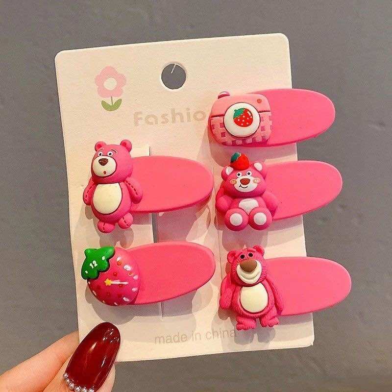 Sét 14 kẹp tóc mái GẤU-DÂU TÂY cho bé