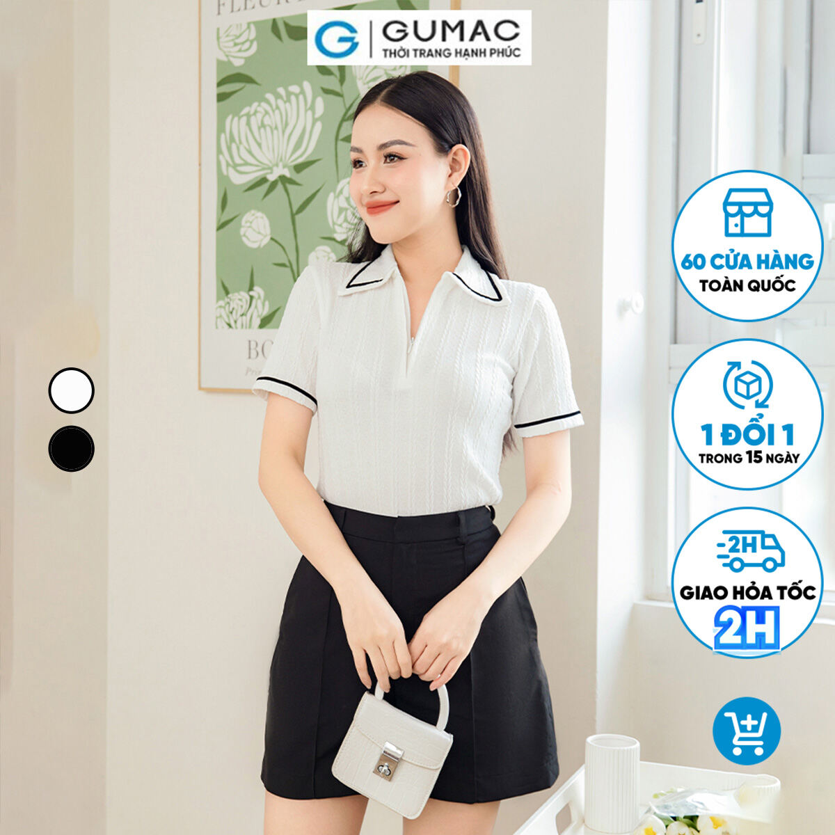 CHỈ 5.1 VOUCHER 15 TẶNG TÚI CÓI ĐƠN 899K Áo polo phối dây kéo ATD11038 thời trang GUMAC