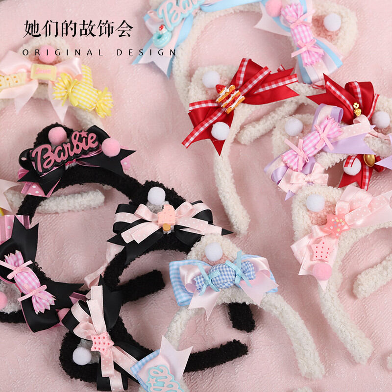 Phụ kiện tóc lolita bờm tóc thử ngọt ngào xanh lam hồng đen đáng yêu thiếu nữ đáng yêu kiểu nhật bờm tóc ngọt ngào tai mèo lolita
