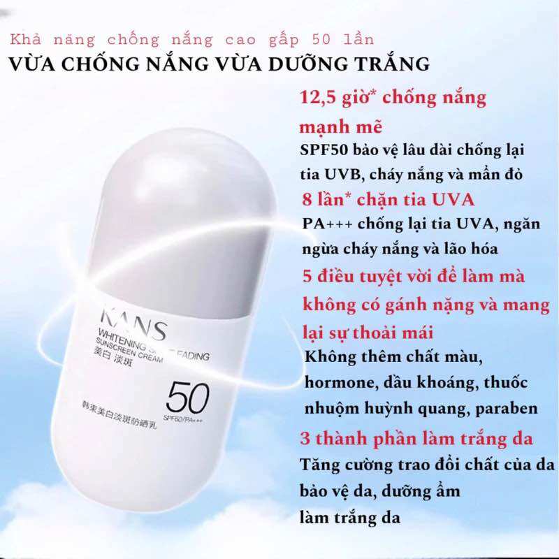 Kem chống nắng KANS làm trắng da chống nắng bảo vệ da cao 30ml