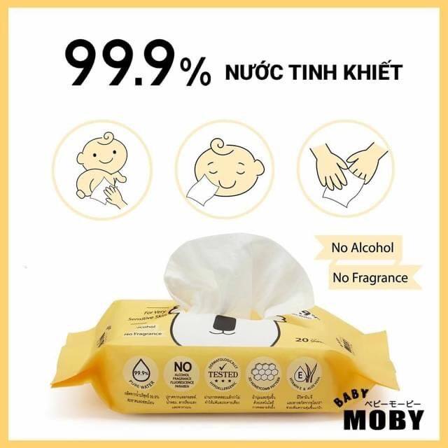 Khăn Ướt Tinh Khiết MobyBaby 80 Tờ