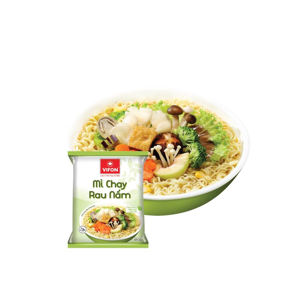 PHỞ CHAY RAU NẤM VIFON, GÓI SỢI TO