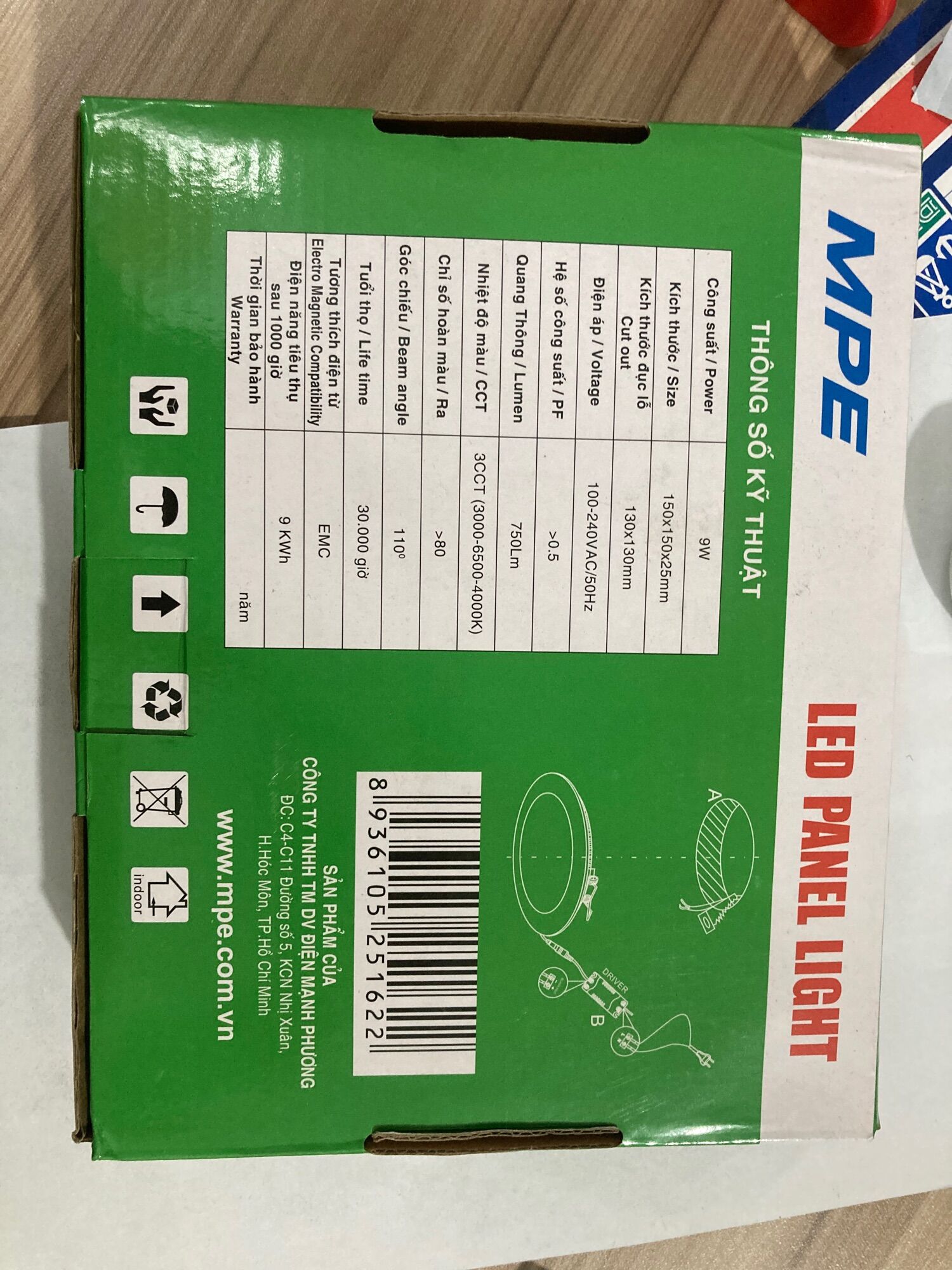 MPE -Đèn led Panel âm trần tròn 9w 3 chế độ màu MPE (RPL-9/3C)