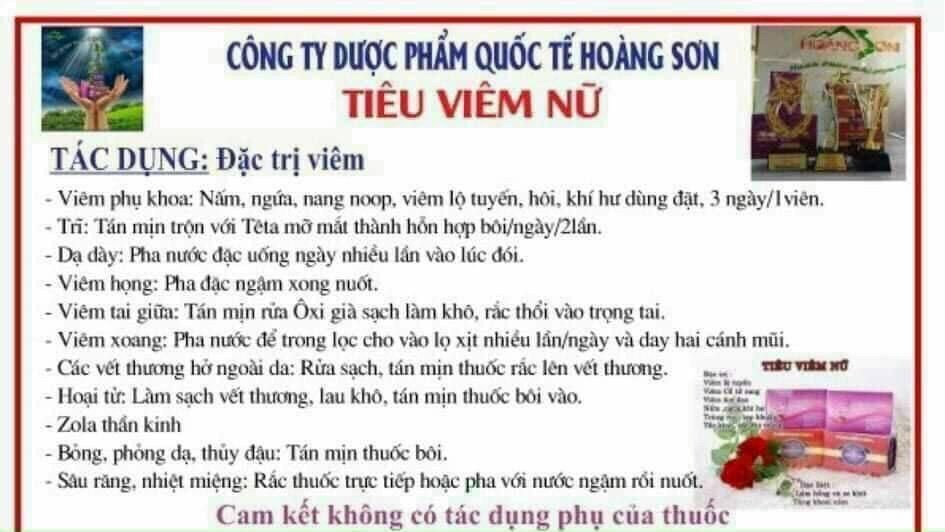 Tiêu viêm nữ Hoàng sơn(tặng hộp cốt xông rửa 5 gói)