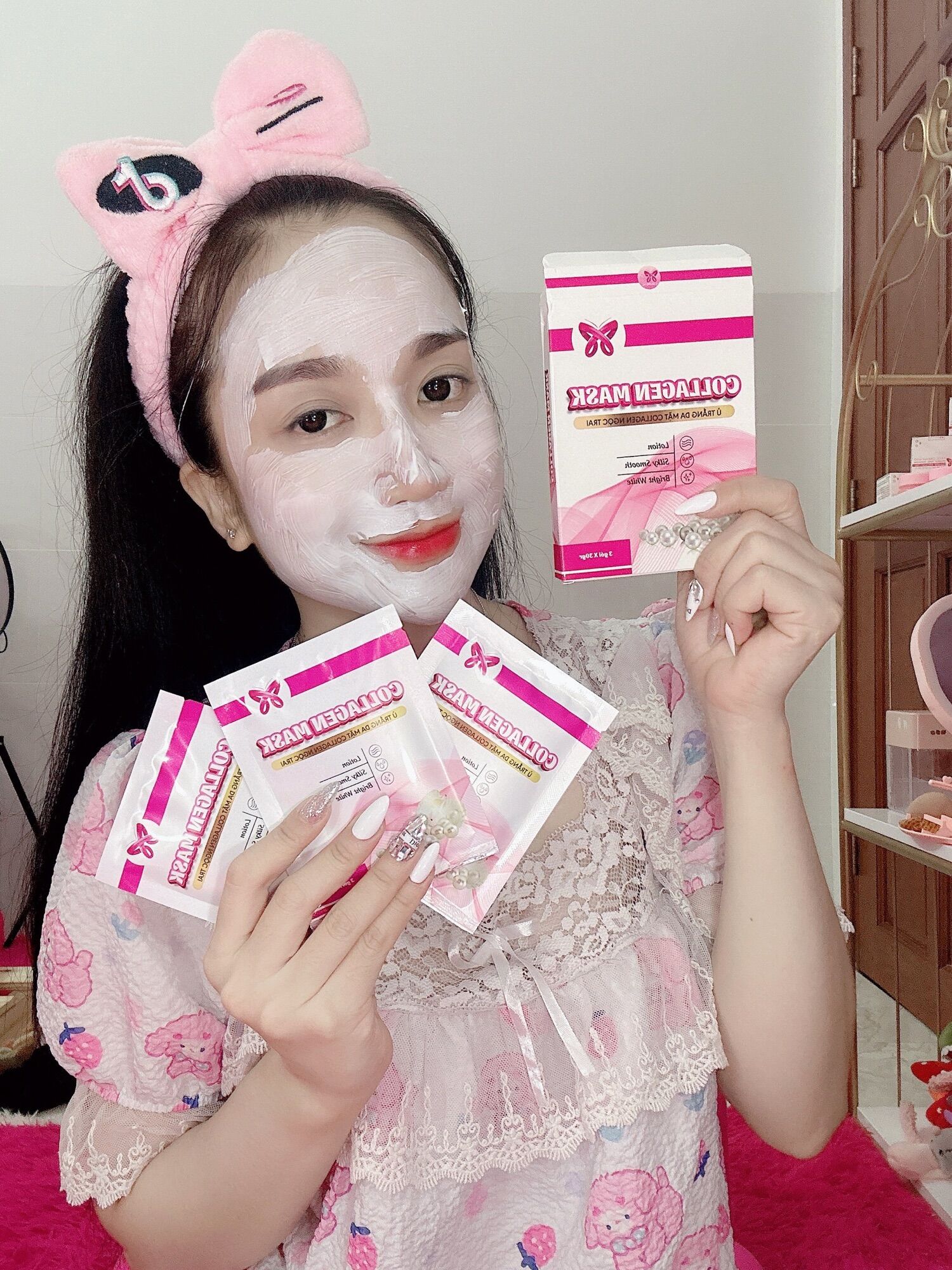 {Tặng Kèm Cọ} NẠ Ủ TRẮNG DA MẶT COLLAGEN NGỌC TRAI🔮