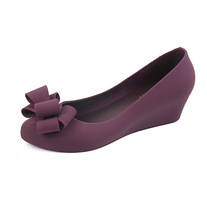 Giày Đi Mưa Đế Dày Mùa Hè 2025 Giày Đi Biển Đế Cao Su Chống Thấm Nước Giày Đế Cao Gót Thắt Nút Bướm