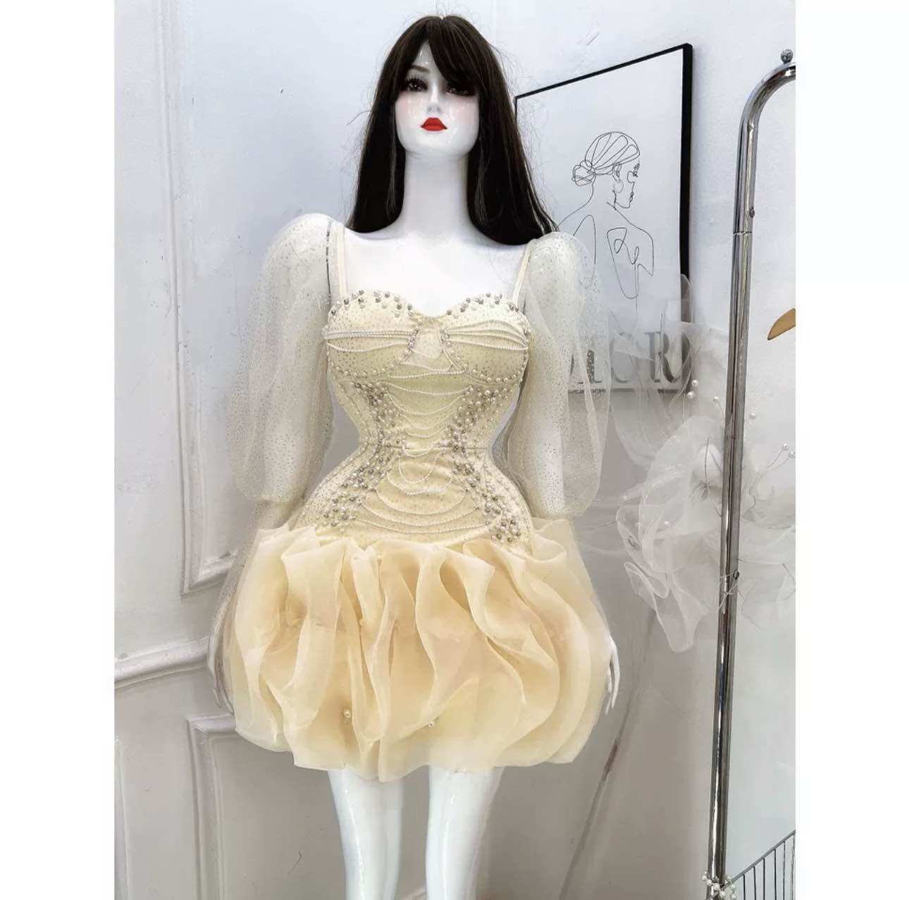 ĐẦM BODY BÈO KẾT PALE ĐÍNH ĐÁ ( kèm ảnh thật )