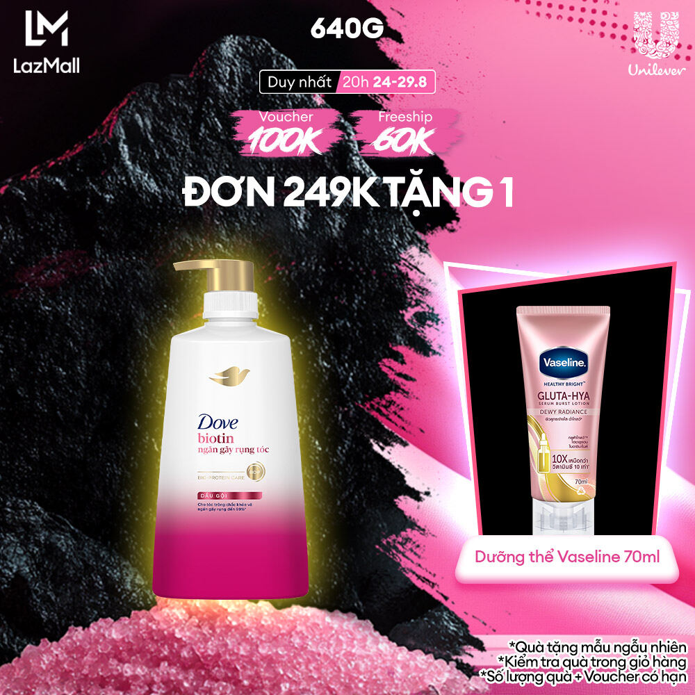 Dầu gội Dove Ceramide Phục hồi hư tổn / Biotin Ngăn gãy rụng tóc 640g