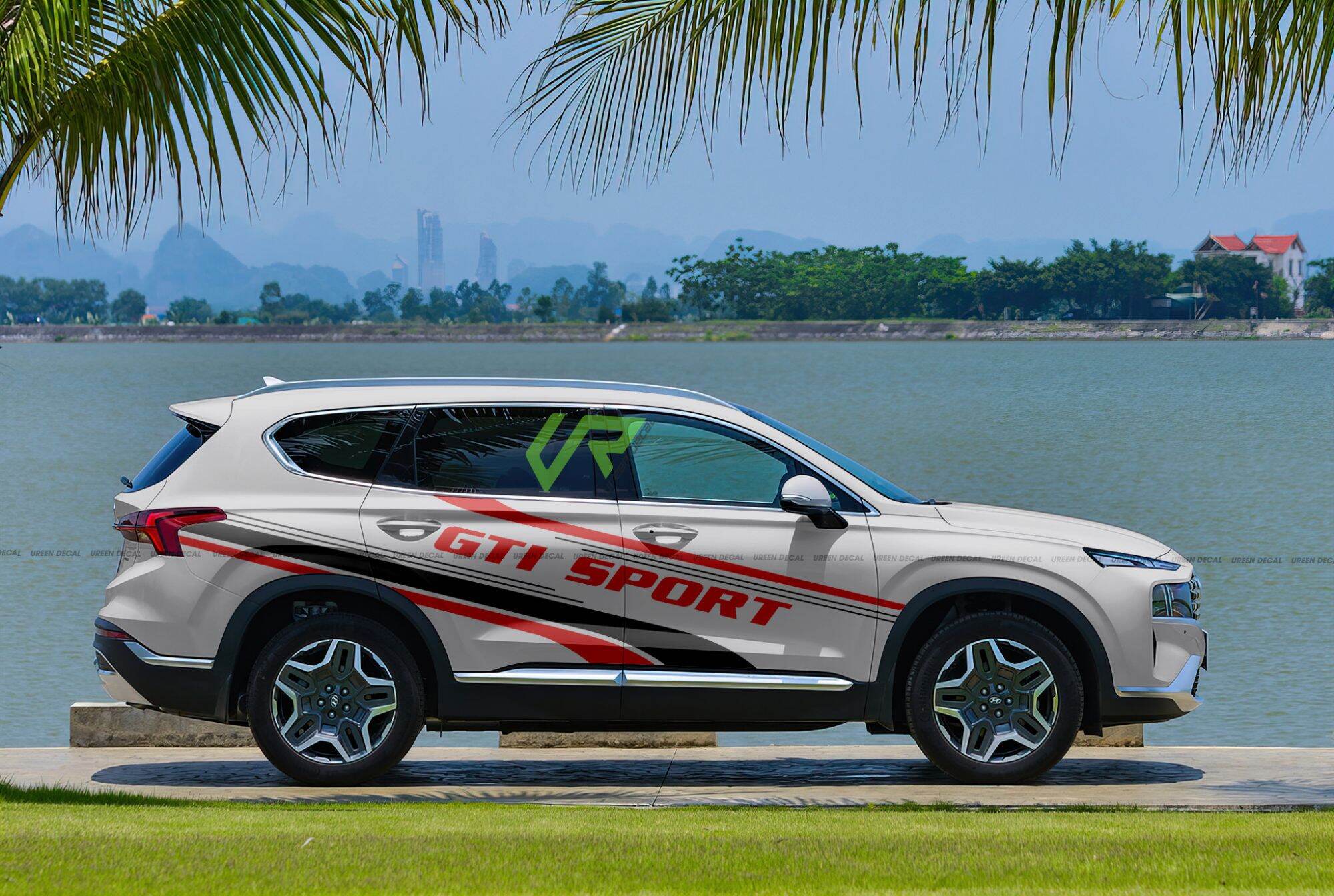 Tem xe santafe mẫu 002 - đủ màu, thiết kế theo yêu cầu