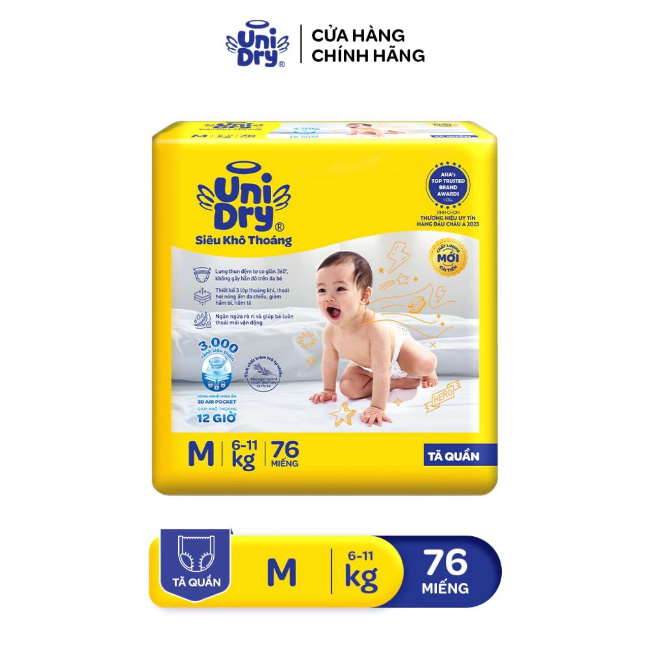 [Đủ Size] Tã Quần Unidry Siêu Khô ThoángM76/L68/XL60/XXL54