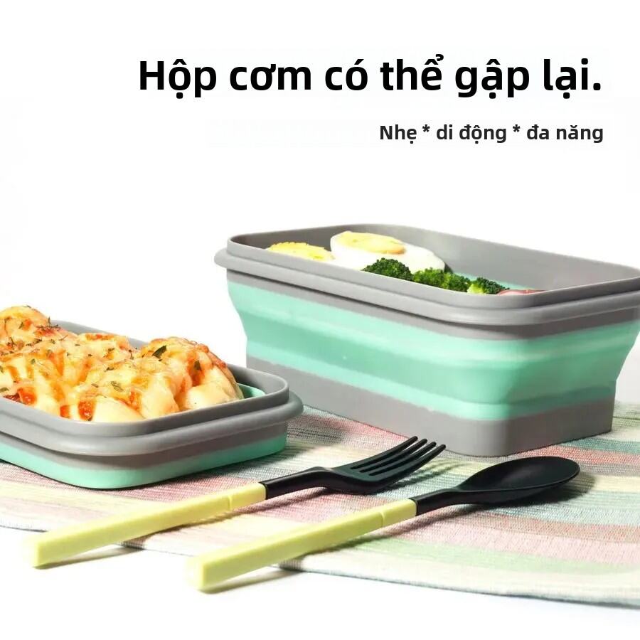 Bát Vuông Gấp Di Động Hộp Cơm Trưa Đa Năng Dành Cho Du Lịch, Đi Làm, Lưu Trữ Thực Phẩm Với Các Tính Năng Bảo Quản Độ Tươi. 