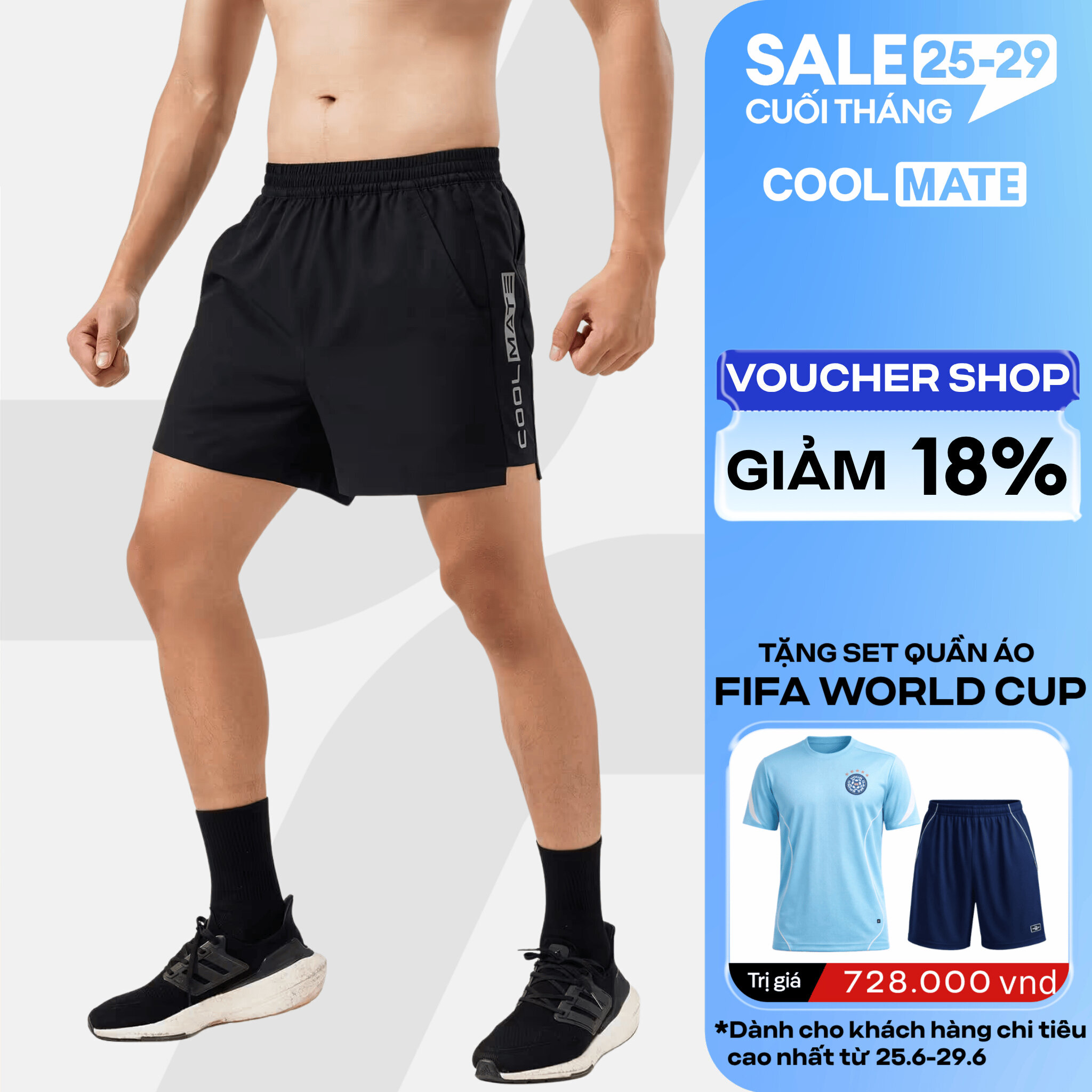 [GIÁ TỐT]Quần Shorts thể thao tập Gym 5" Essentials siêu thấm hút nhanh khô - Coolmate