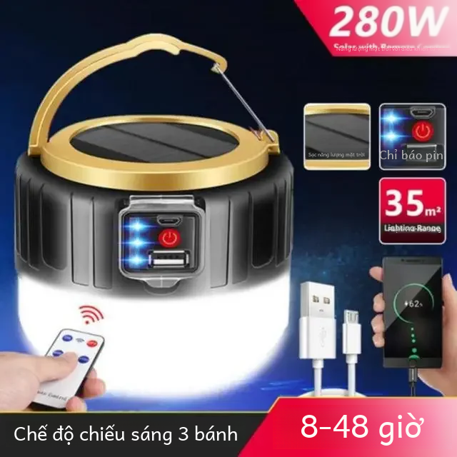 Đèn led năng lượng mặt trời đèn lồng cắm trại usb sạc di động lều chiếu sáng khẩn cấp câu cá thịt nướng ngoài trời gear