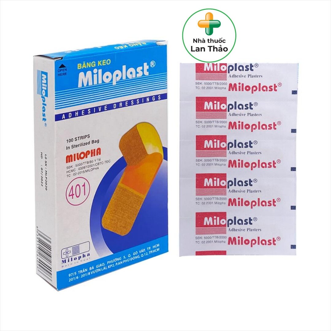 Băng cá nhân milopha plaster hộp 100 miếng