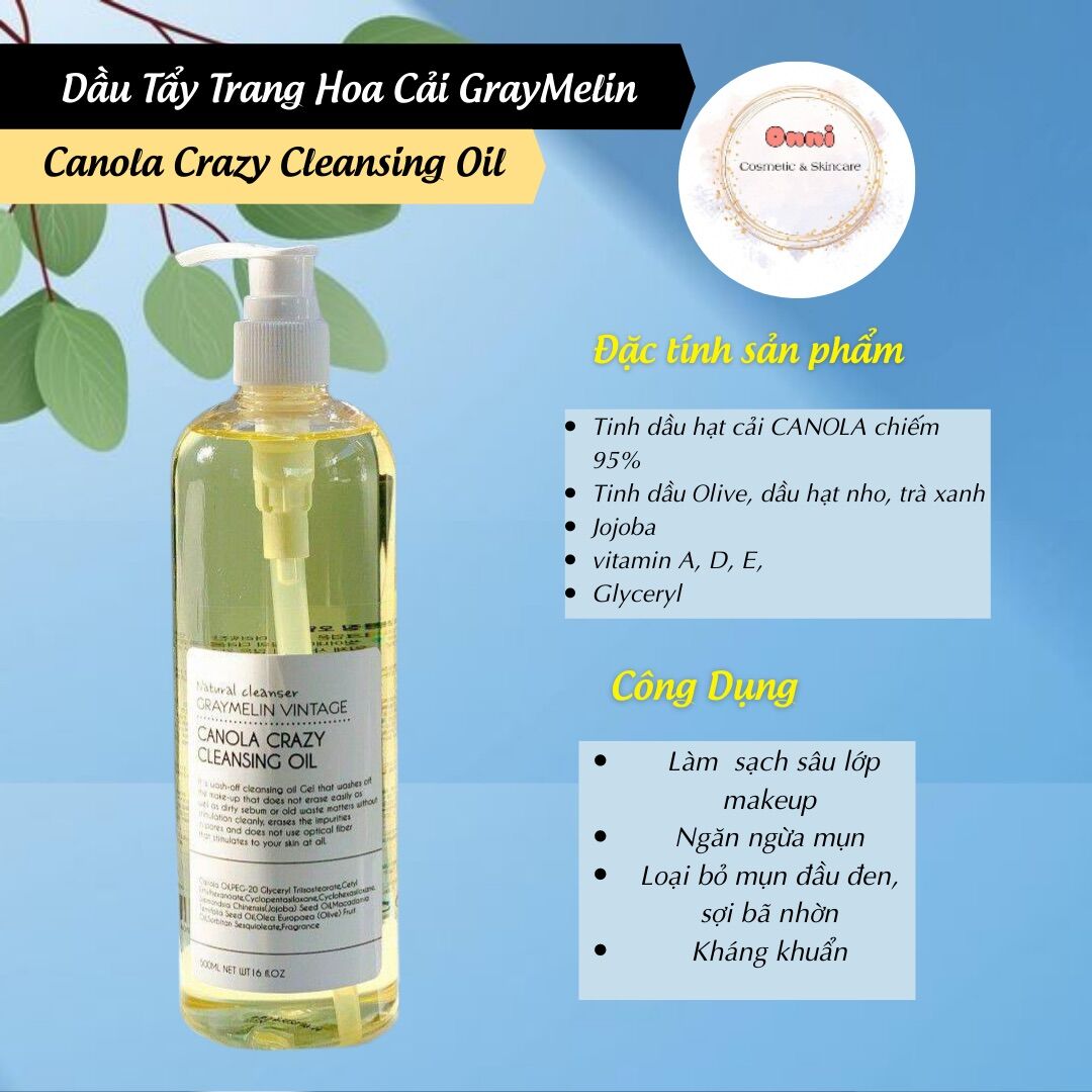 Dầu tẩy trang hoa cải Graymelin Vintage - Canola Crazy Cleansing Oil 300ml
