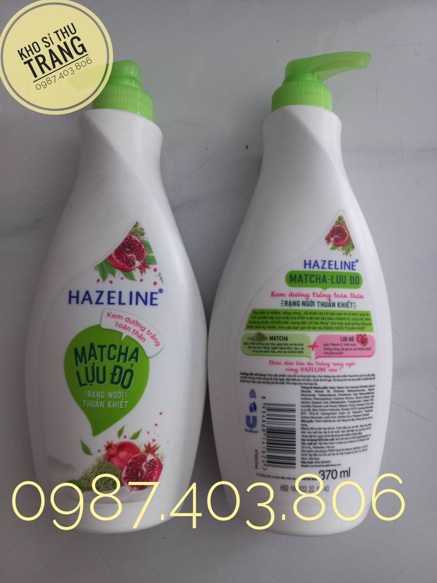 Dưỡng thể hazeline chai vòi