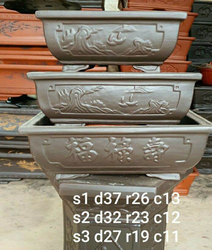 bộ 3 chậu chữ nhật mẫu tàu