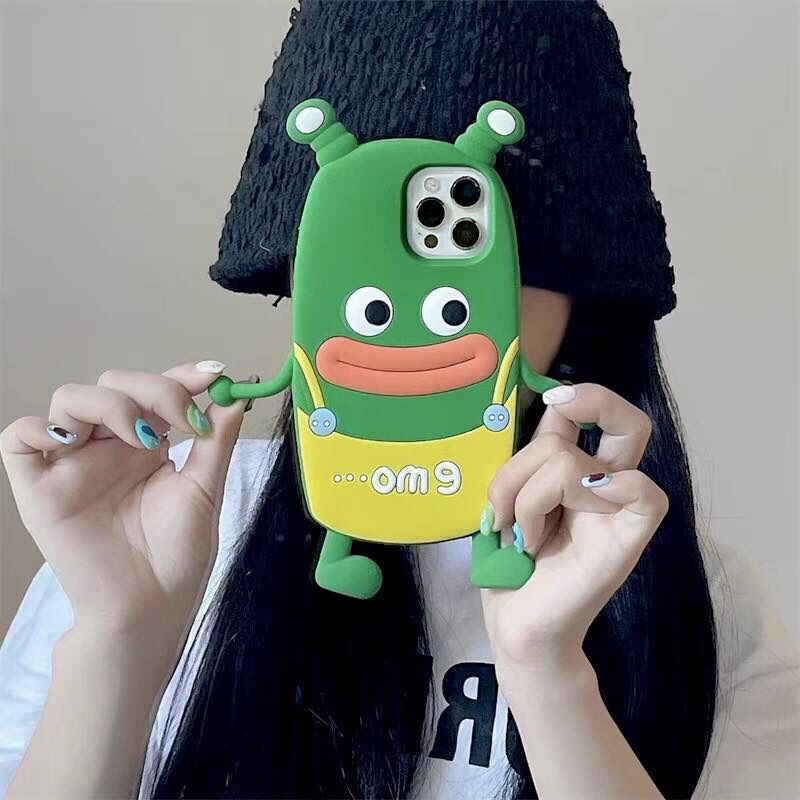 Ốp Iphone - Ốp Sâu xanh emo miệng rộng cute từ Iphone 6 đến Iphone 14 Pro max