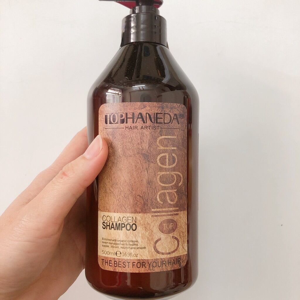 Dầu xả collagen phục hồi tóc hư tổn khô sơ kiềm dầu sạch gàu, haneda collagen 500ml