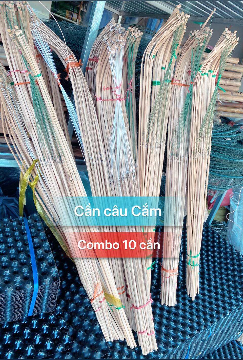 cần câu cắm, cần câu cá, combo 10 cần cắm cá lóc,trê,rô - dài 1,1 met