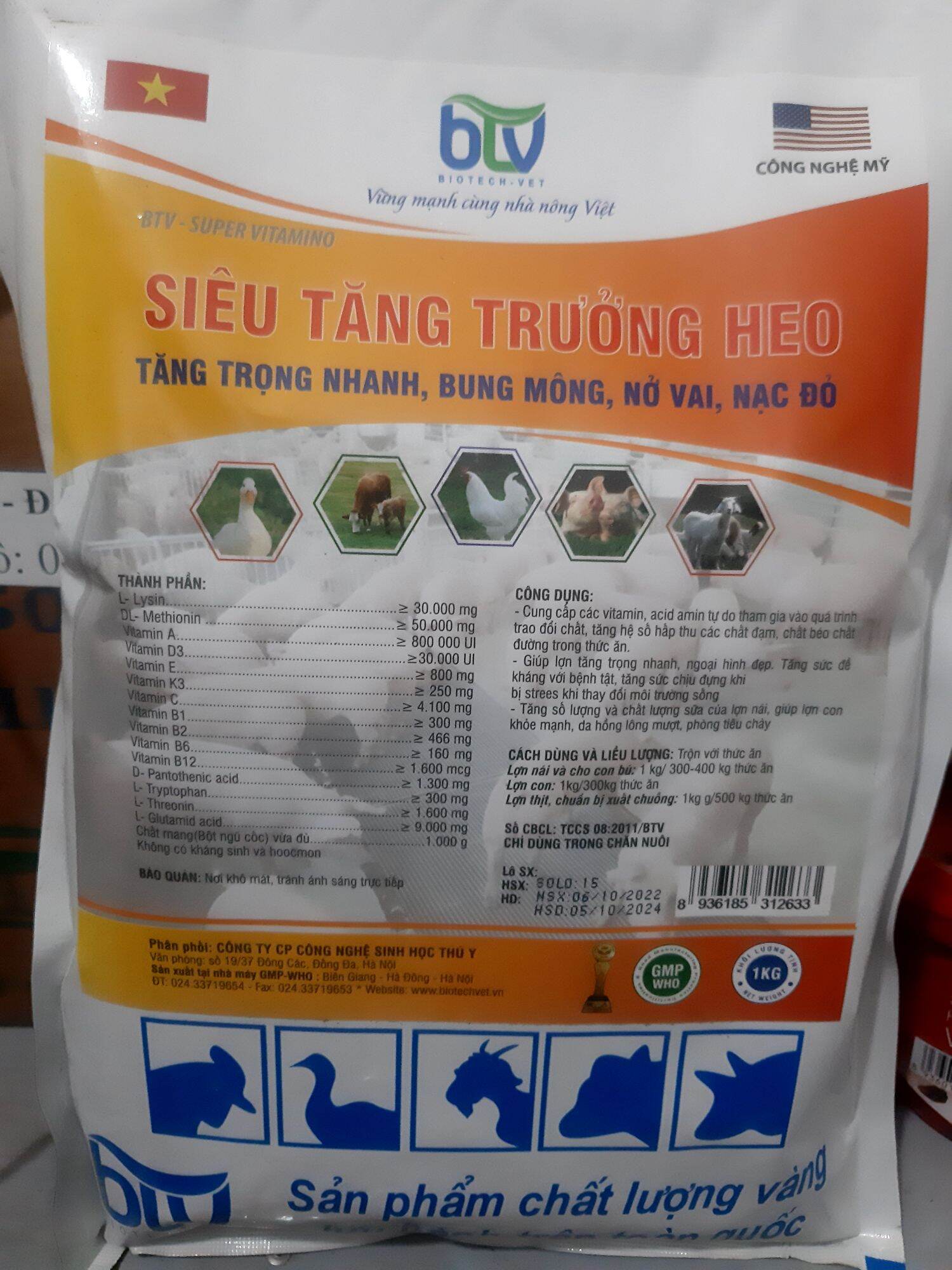 Vỗ béo heo - 1 kg ( bung mông ,nở vai,tăng trọng nhanh)