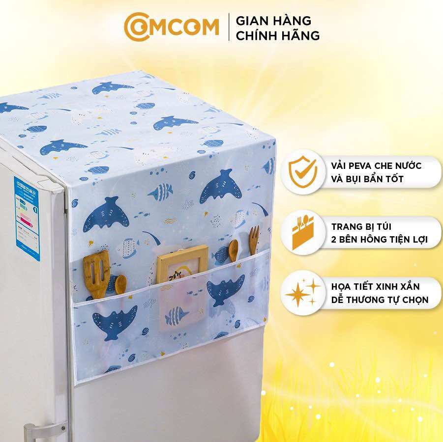 Tấm phủ tủ lạnh máy giặt COMCOM chất liệu vải Peva che bụi & chống thấm nước