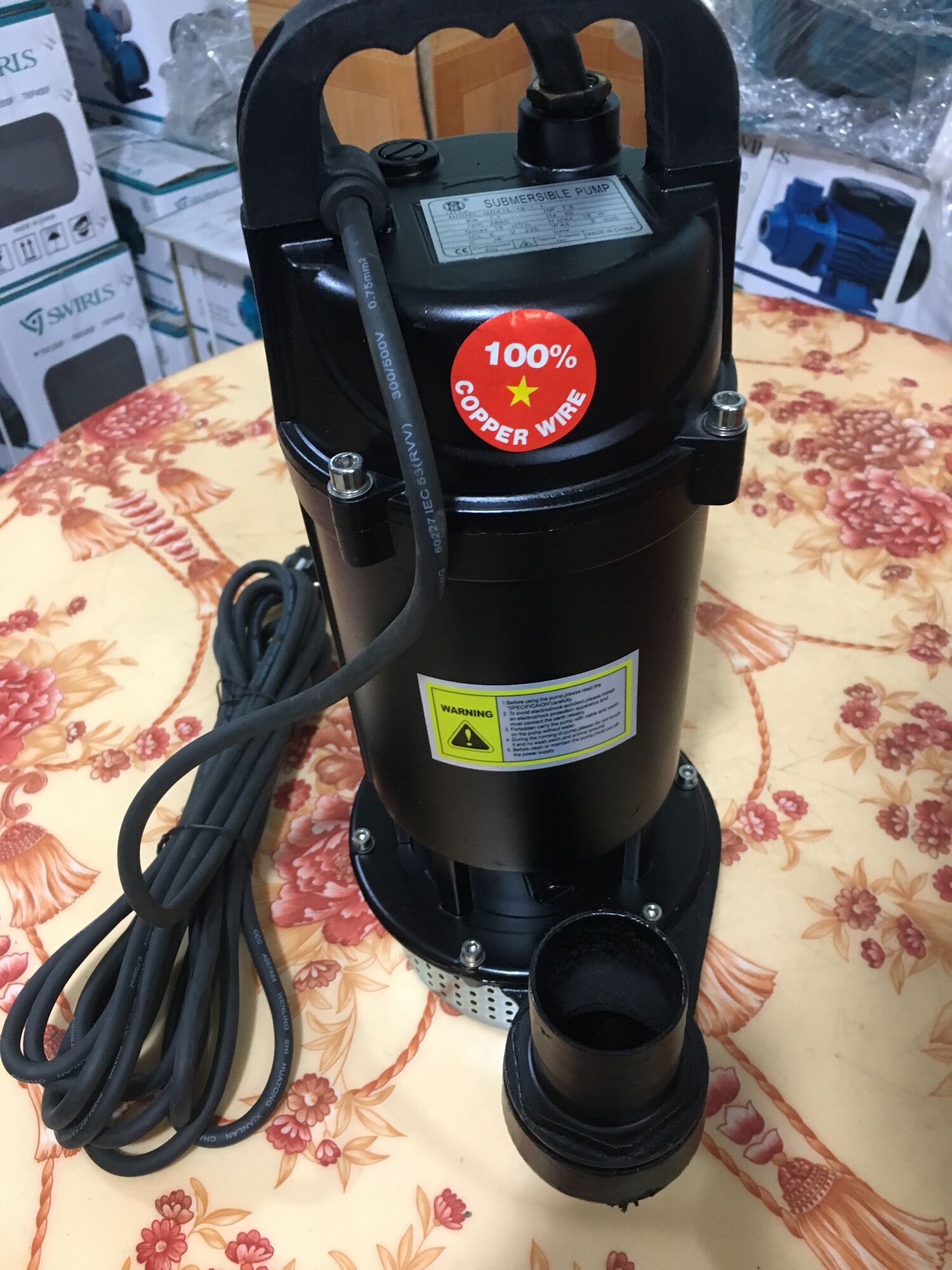 Máy bơm chìm 1hp 0.75kw 220v dây đồng