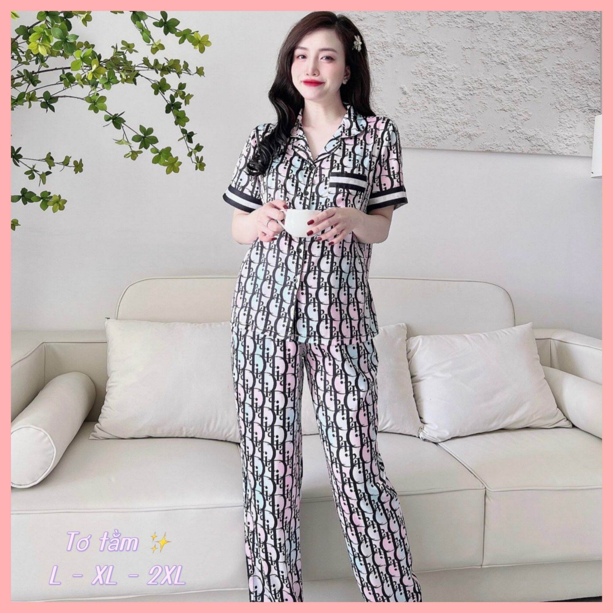 Đồ bộ pijama lụa tơ tằm cao cấp quần dài tay ngắn hàng có size
