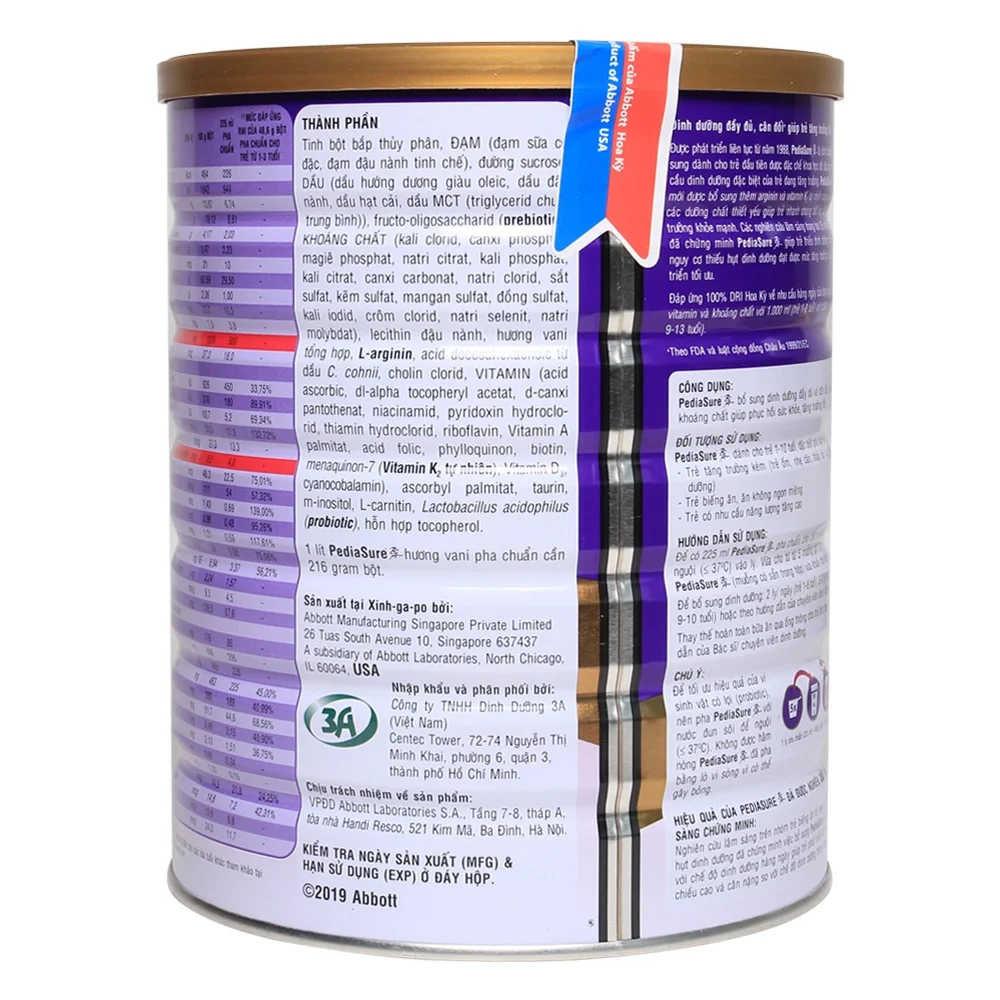 Sữa pediasure 1kg6 vani