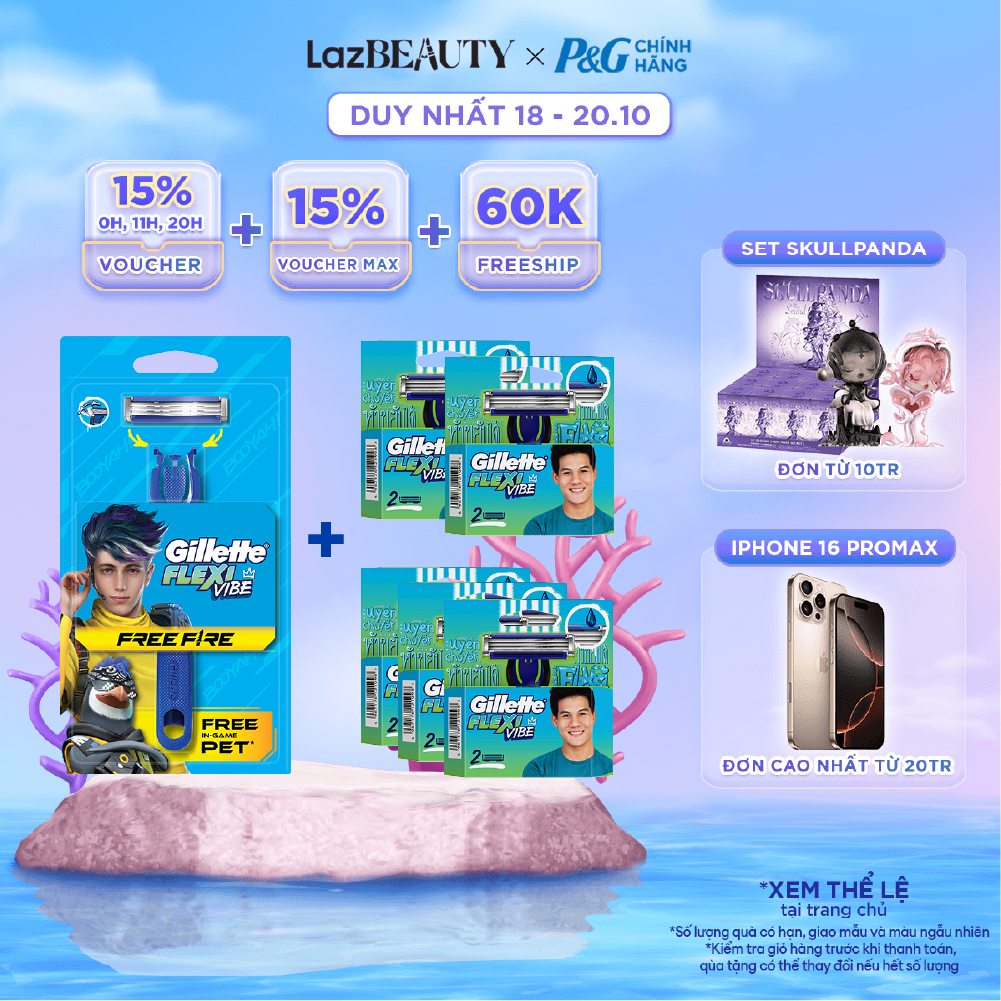 COMBO Dao Và Lưỡi Cạo Râu GILLETTE Flexi Vibe Free Fire Mới