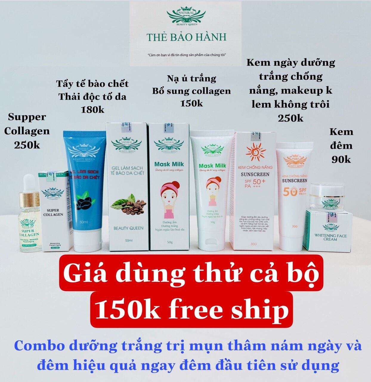 Bộ dưỡng da beauty queen 150k