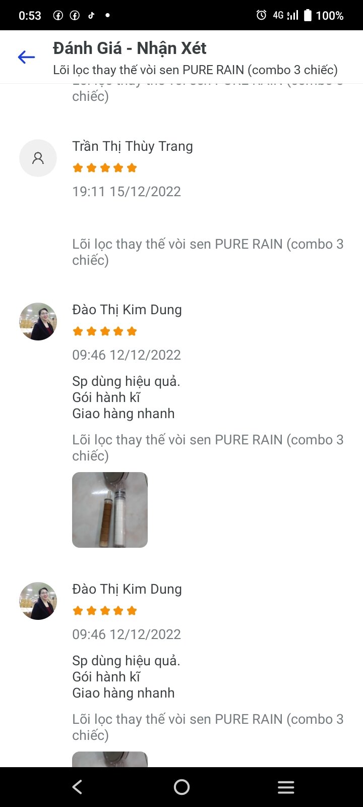 Combo 3 lõi thay thế sen vòi Pure Rain
