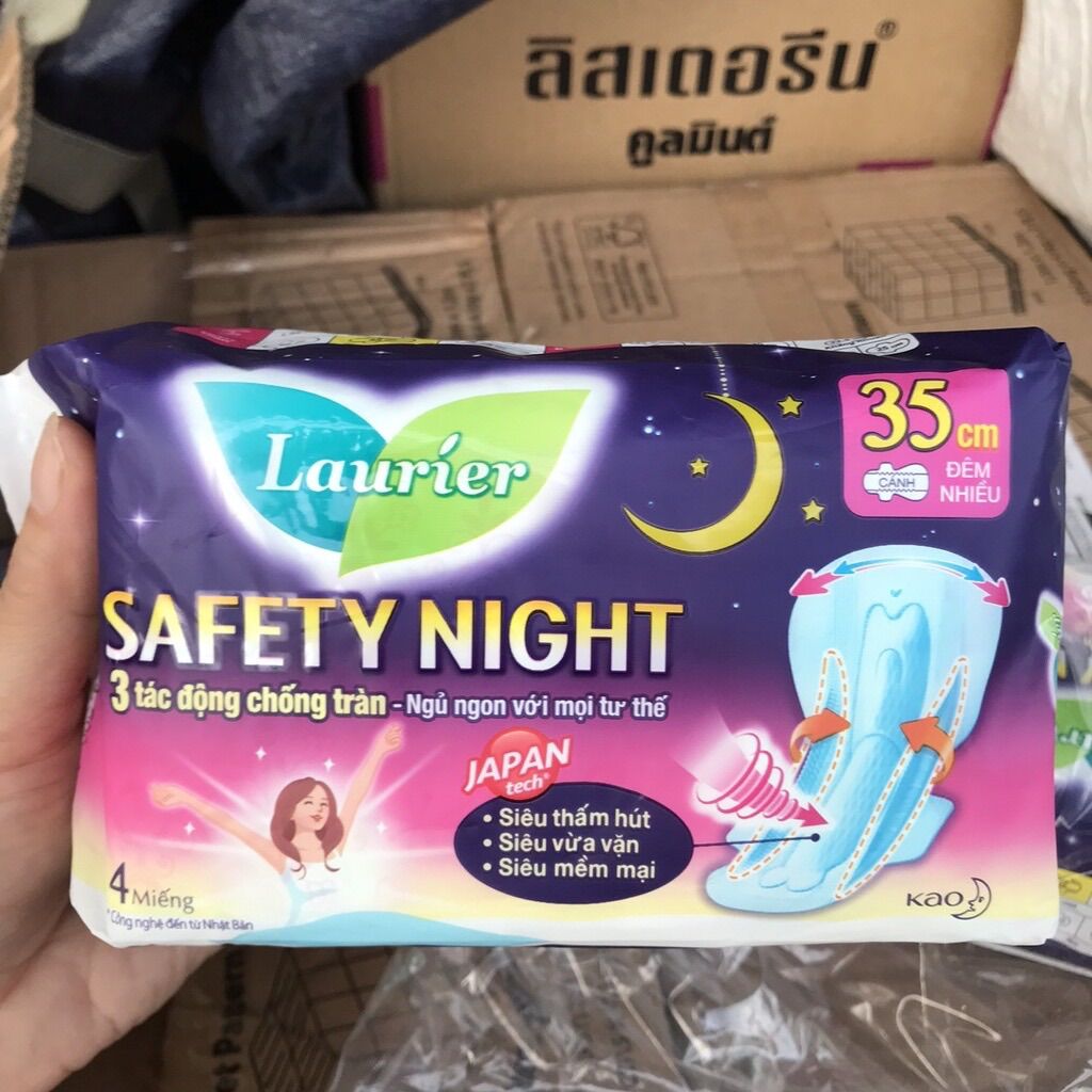 Băng vệ sinh laurier safety night ban đêm 35cm 4 miếng