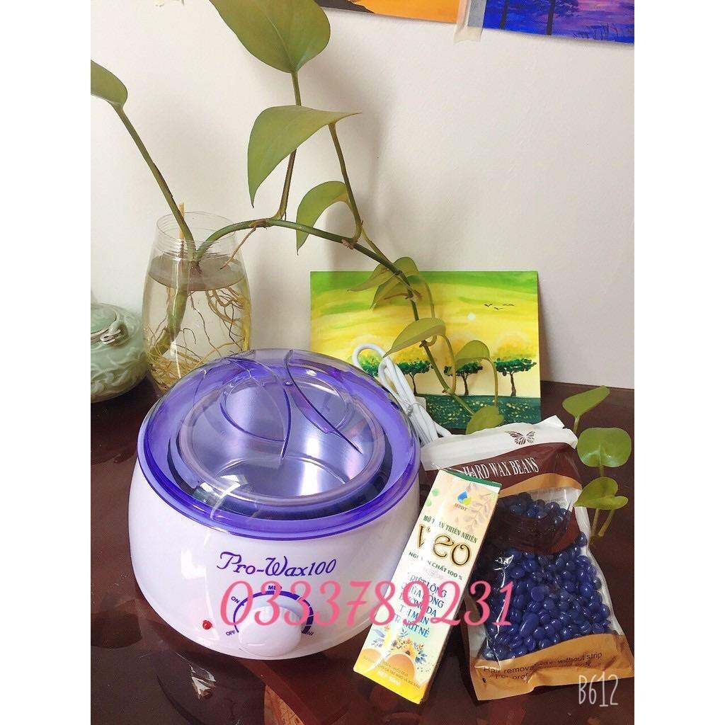 Combo triệt lông đầy đủ Nồi nấu sáp + 100g sáp + Mỡ trăn + Que gỗ