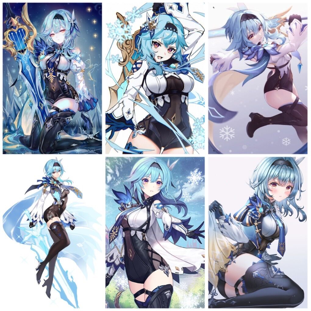 Tranh ảnh treo Eula genshin impact 3-6 tấm a4 khác nhau / ảnh poster Eula genshin impact