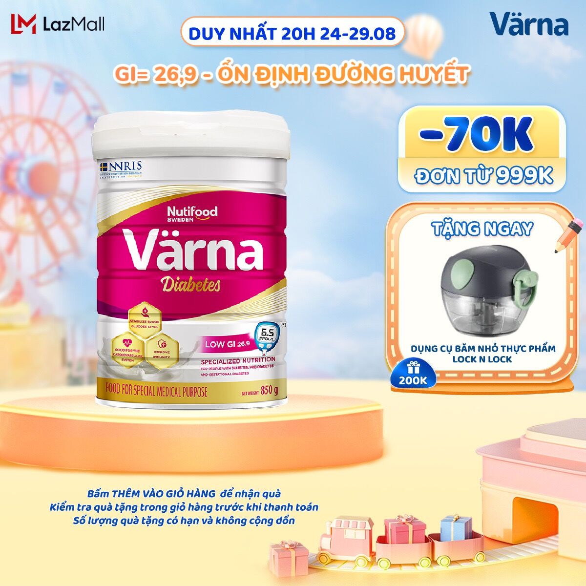 Sữa bột Diabetes Lon 850g - Ổn định đường huyết - Varna
