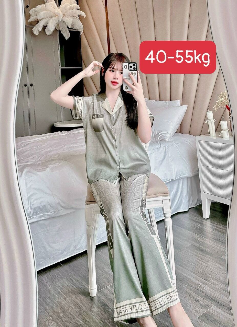 Đồ bộ pizama mặc nhà chất liệu lụa xước thiết kế cao cấp ,đồ bộ mặc nhà chất liệu lụa xước ánh kim cao cấp from từ 40-60kg