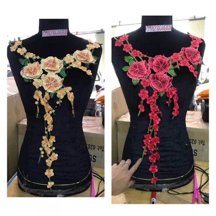 Cổ thêu cao cấp mã CO50 cánh hoa nổi
