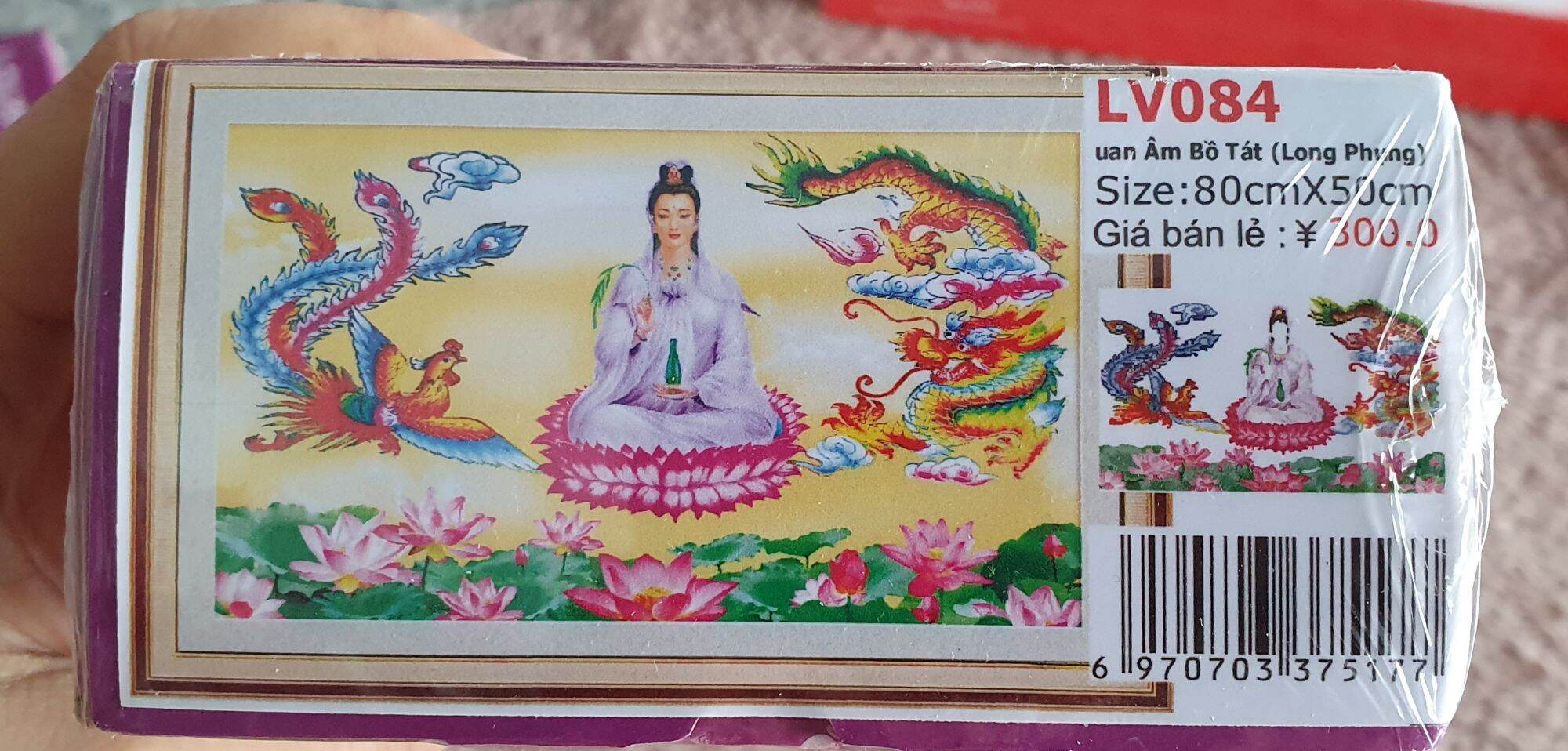[ MỚI]Tranh đính đá quan âm long phụng Lv084 KT 80x50cm[ TRANH HÀ ĐOÀN]