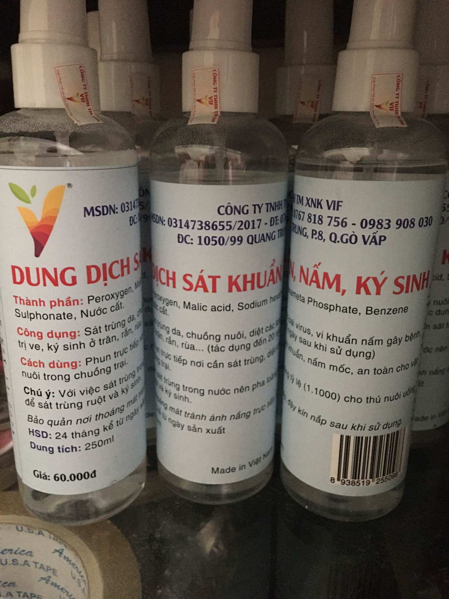 Dung dịch sát khuẩn, nấm, ký sinh VIF 250ml