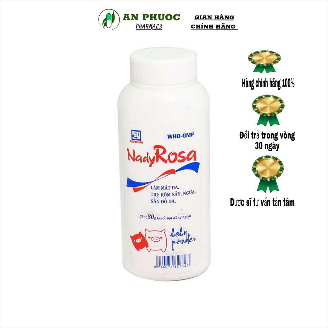 Phấn Nady Rosa Làm Mát Da Ngứa Rôm Sảy chai 80g