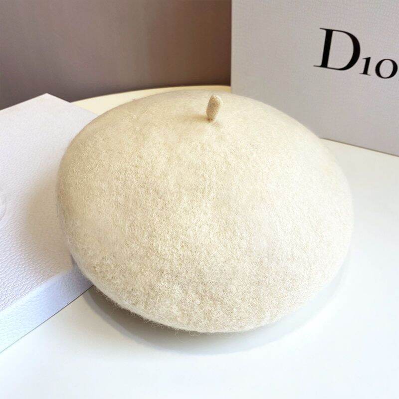 Mũ bê rê nỉ lông cừu mũ bí ngô họa sĩ dày 3d dễ phối thường ngày thời trang thu đông cho nữ mũ phớt sành điệu
