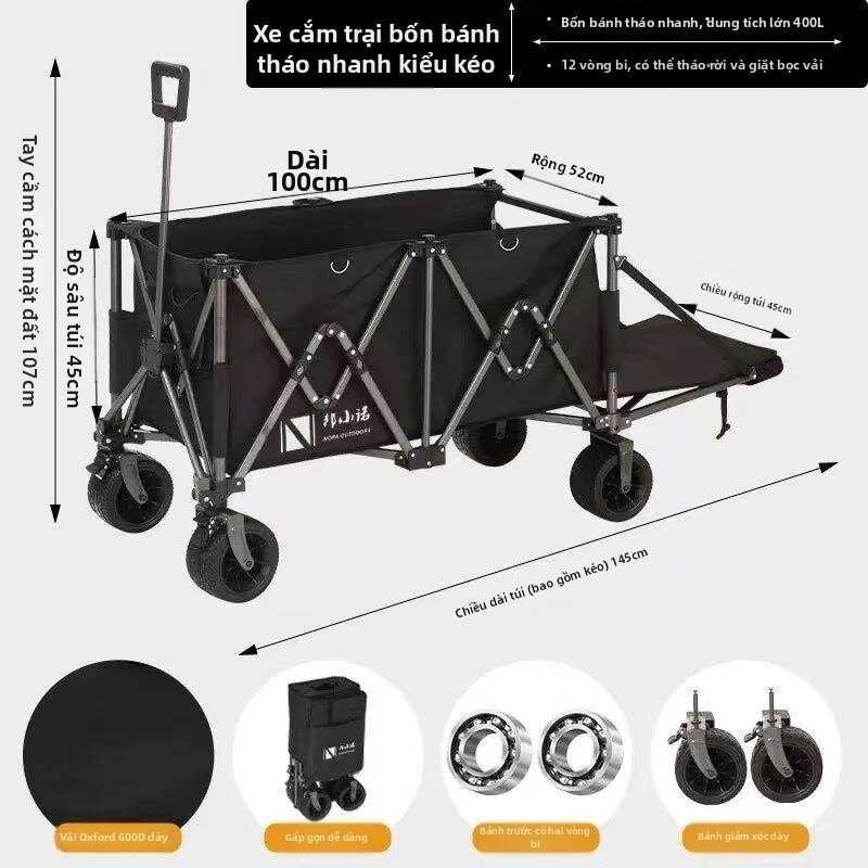 Folding Camp Wagon Outdoor Large Capacity - 4