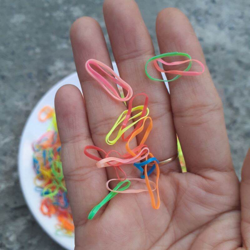 Túi Zip 100gam thun cột tóc nhí cho bé tóc ít 1cm ( màu/trong/sọc)