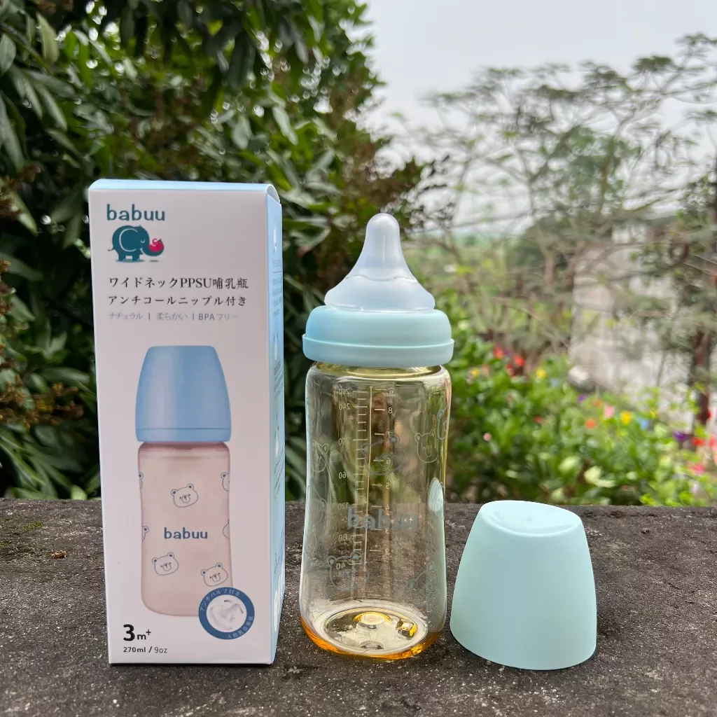 (Tặng núm ti thay thế) Bình sữa Babuu PPSU cổ rộng 170ml/270ml (Phiên bản giới hạn)