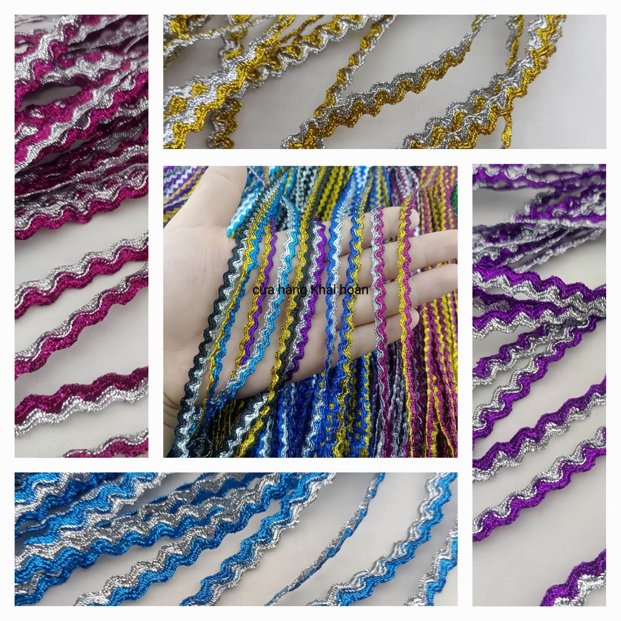 Dây vàng và bạc rộng 6mm, phụ kiện quần áo biểu diễn, đồ handmade tự làm, chất liệu polyester, trang trí sân khấu